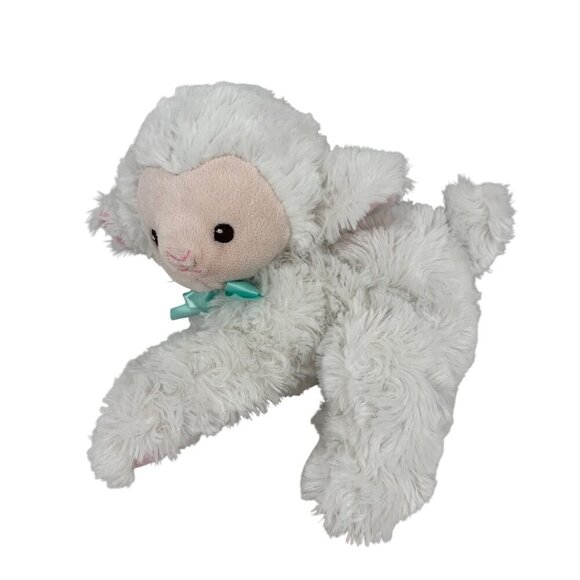 Garanimals White Lamb Plush Lovey Toy Baby Sheep Pink Face Green Bow 9 Inch - Picture 1 of 9